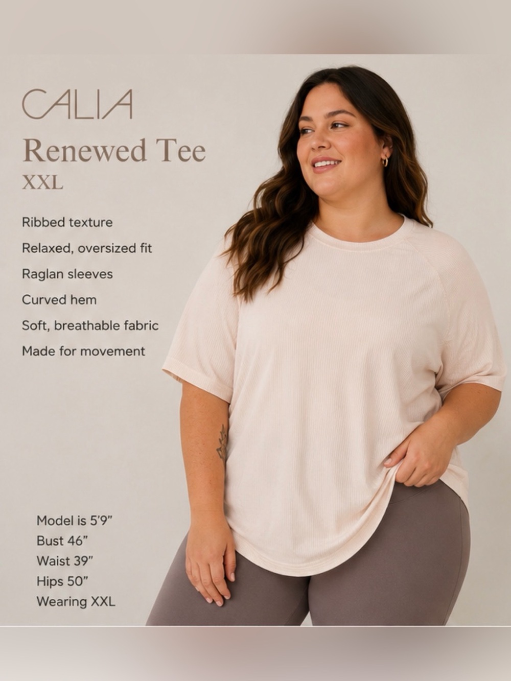 Calia Renewed Boxy Tee Ribbed Buttery soft NWT size XXL
